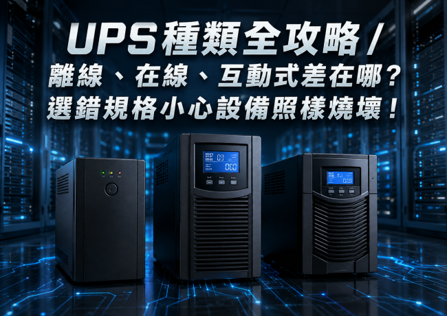 UPS種類全攻略 / 離線、在線、互動式差在哪？選錯規格小心設備照樣燒壞！